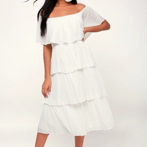 Lulus Off-the-shoulder Ruffle Midi Dress